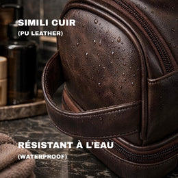 Cadeau fête des père, Cadeau pour homme, Trousse de toilette personnalisée cuir pour homme,  Trousse de voyage personnalisée