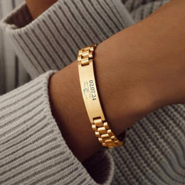 Gourmette Homme Personnalisée, Bracelet Gravé en Acier Inoxydable