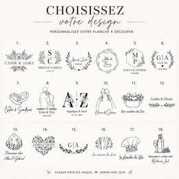 Cadeau De Mariage Personnalisé, Planche À Découper En Bois D'Acacia et Marbre Avec Gravure
