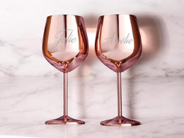 Cadeau Mariage Verre à Vin Personnalisés en acier inoxydable, gravés avec nom ou message