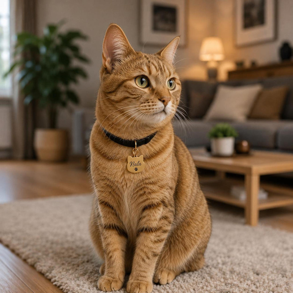 Médaille de Chat Personnalisée en Acier, Gravure de Nom avec Quatre Couleurs Disponibles