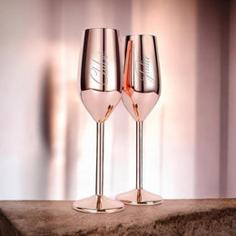 Cadeau Mariage Flûtes à Champagne Personnalisées, Gravées avec Noms & Date