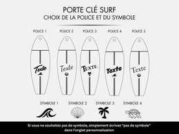 Porte-Clé Surf en Bois Personnalisé, Gravé avec Prénom