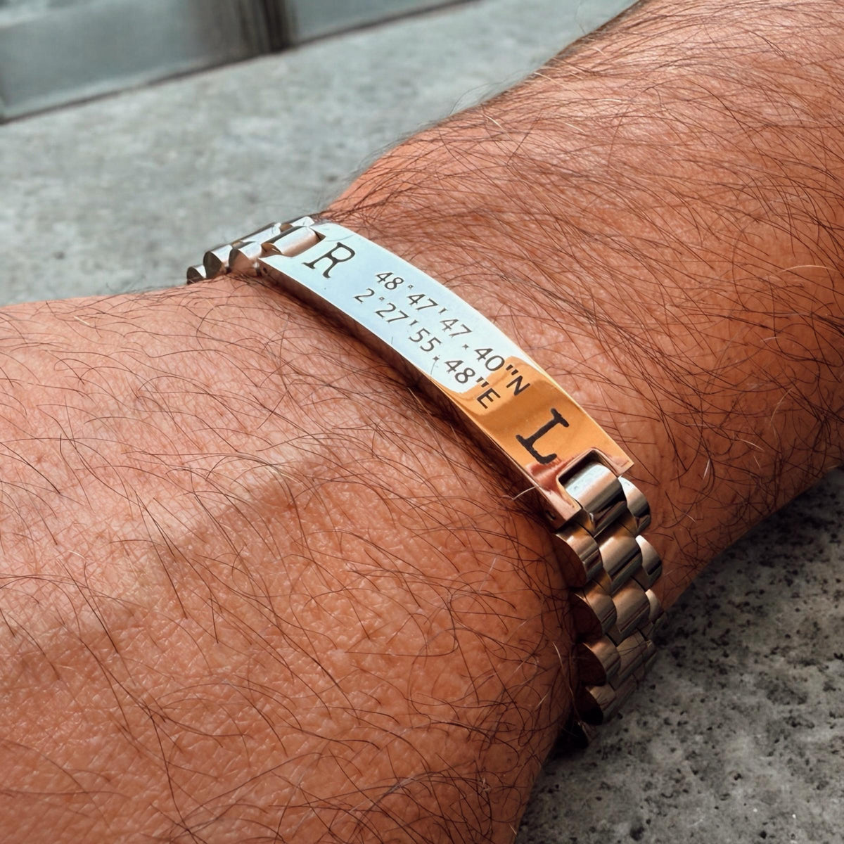 Gourmette Homme Personnalisée, Bracelet Gravé en Acier Inoxydable
