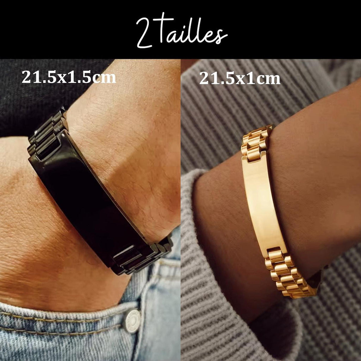 Gourmette Homme Personnalisée, Bracelet Gravé en Acier Inoxydable