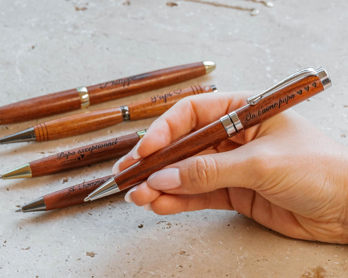 Stylo en bois personnalisé, prénom gravé, Cadeau homme d'anniversaire pour papa, papi
