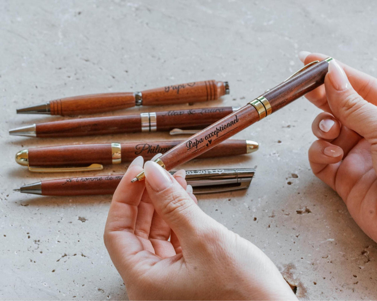 Stylo en bois personnalisé, prénom gravé, Cadeau homme d'anniversaire pour papa, papi
