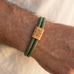 Bracelet Homme Gravé en Bois, Adjustable Nylon Cord with Laser Engraving