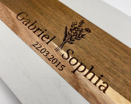 Planche À Découper Personnalisée en Marbre et Bois d'Acacia, Cadeau Gravé pour Mariage