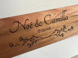 Planche À Découper Personnalisée en Marbre et Bois d'Acacia, Cadeau Gravé pour Mariage