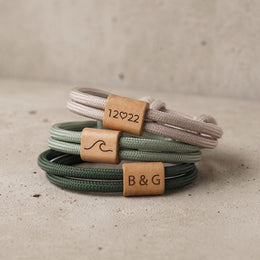 Bracelet Homme Gravé en Bois, Adjustable Nylon Cord with Laser Engraving