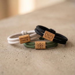Bracelet Paracorde Personnalisé, Perle Bois de Hêtre Gravée, Nylon Ajustable, Cadeau Homme Femme
