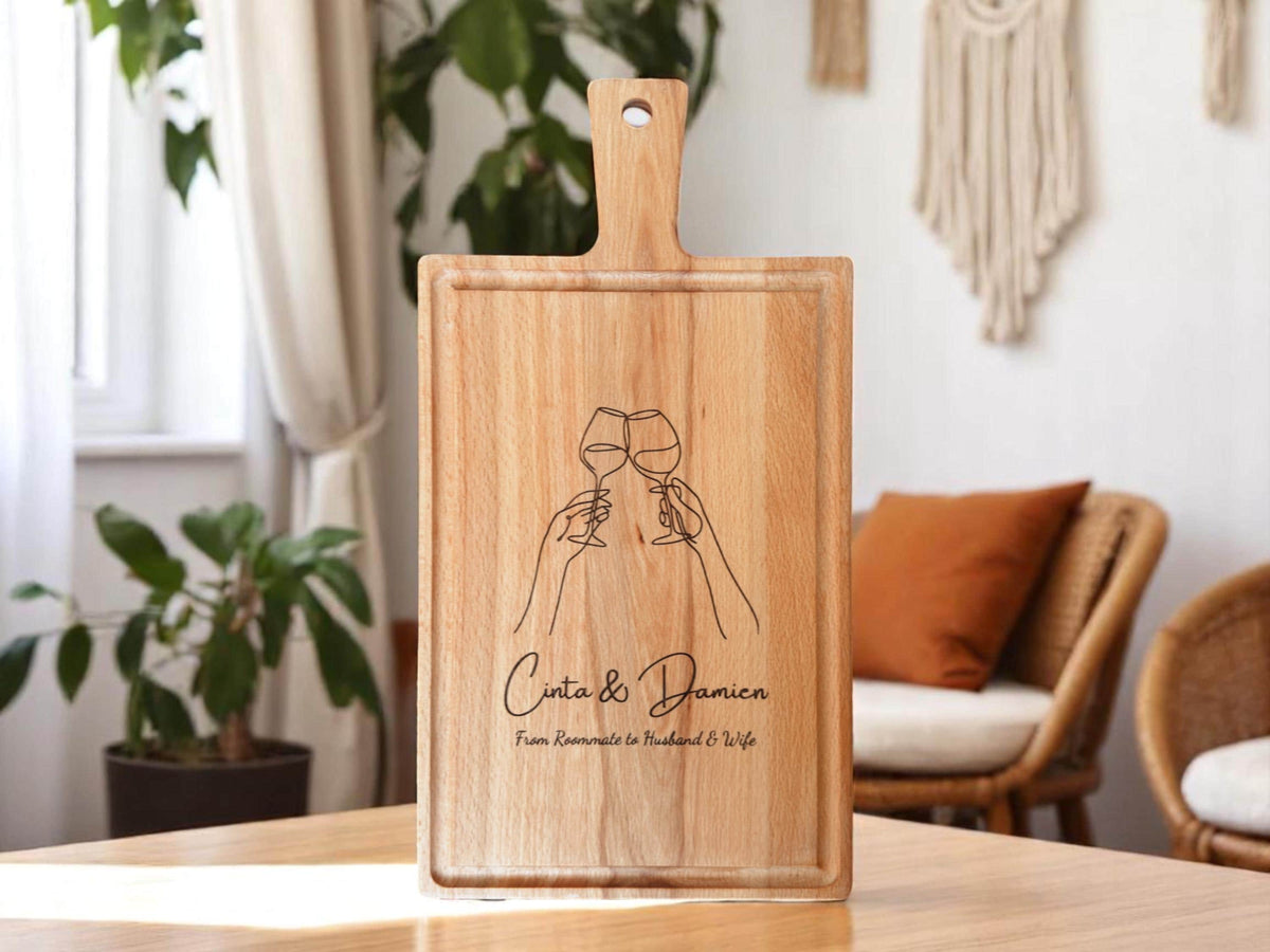 Planche à Découper Bois Personnalisée, Gravée Prénom, Cadeau Crémaillère Mariage