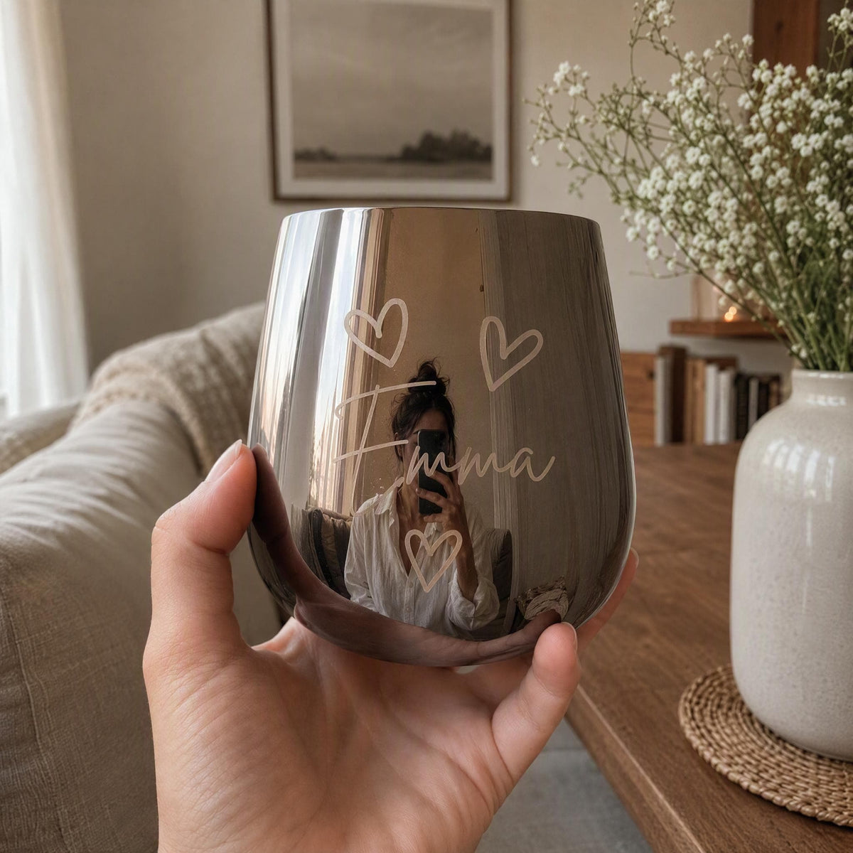 Verre Inox Personnalisé gravé avec prénom, cadeau couple, mariage, anniversaire, demoiselle d'honneur