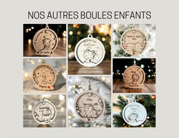Boule de Noël Cerf Bois Personnalisée, Premier noël, bébé, cadeau maman
