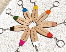 Porte clé surf personnalisé en bois gravé, gravure prénom, cadeau surfer