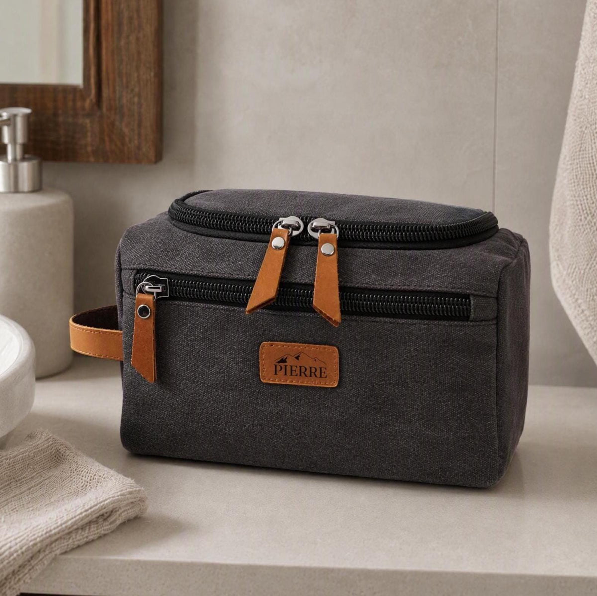 Trousse de toilette personnalisée, Trousse de voyage personnalisable, Cadeau pour papa, Idée cadeau personnalisée, fête des pères