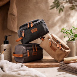 Cadeau fête des pères trousse toilette homme gravure prénom cuir | cadeau papa mari témoin mariage anniversaire voyage retraite personnalisé