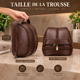 Trousse de toilette cuir pour homme personnalisée - Cadeau fête des pères - Trousse de voyage personnalisée - Accessoire pour homme