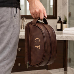Trousse de toilette cuir pour homme personnalisée - Cadeau fête des pères - Trousse de voyage personnalisée - Accessoire pour homme