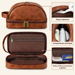 Trousse de toilette cuir pour homme personnalisée - Cadeau fête des pères - Trousse de voyage personnalisée - Accessoire pour homme